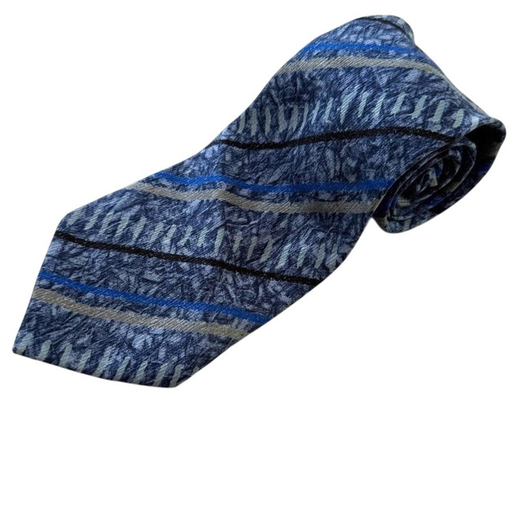 Ted‎ Lapidus Cravates Paris 100% Silk Blue Striped Men's Tie Made in Italy EUC